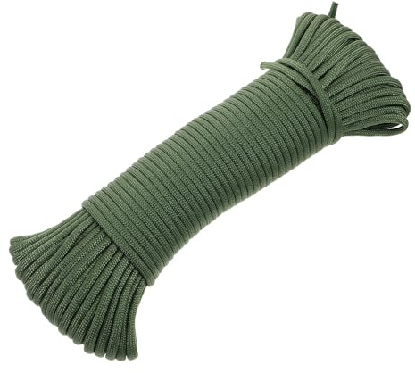 Vaguelly Cuerda Trenzada Multiusos para Camping y Senderismo Cuerda de Paracaídas Resistente de 31 M en Color Verde Militar para Tiendas de Campaña y Actividades al Aire Libre