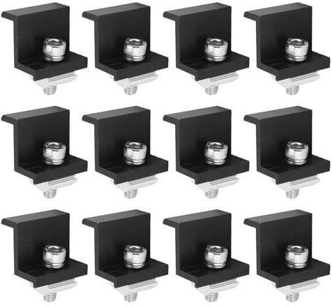 WIHFHGZ 12 Pz Morsetti in Lega di Alluminio per Pannelli Solari, Staffa Z per Montaggio Fotovoltaico, Morsetto per Fissaggio Pannelli - Corrosione Resistente, Installazione Rapida, Ideal (40 mm)