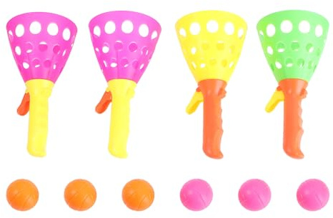 ORFOFE Set Gioco da Lancio 2 Paia di Cestini e 6 Palline Colorate in Plastica Sicura, Gioco All’aperto per Migliorare Coordinazione Occhio-mano e Capacità Motorie Fini Colore Casuale