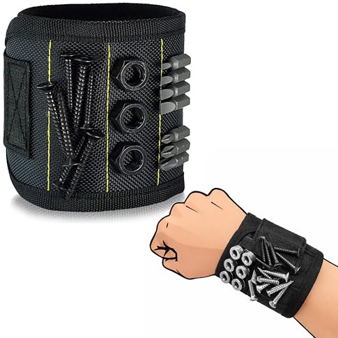 Magnetic Wristband for Men Tool Holder Wrist Strap Band with Strong Magnets, Handy Gadget for DIY, Home Improvement & Workshop Use, Practical Gift for Dad, Husband, Boyfriend