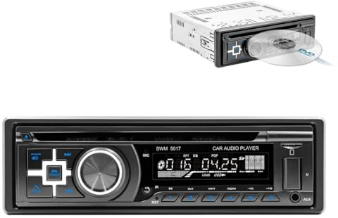 Lettore CD DVD universale for autoradio, unità principale USB/SD TF AUX Bluetooth 4.0, vivavoce, singolo 1 DIN, radio FM da cruscotto, MP3