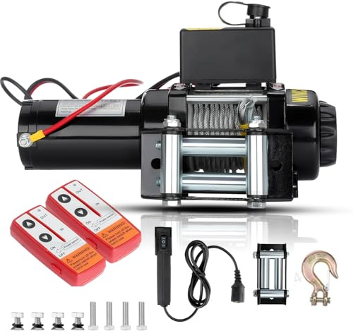 GEARFLOW Winches 12v Electric Winch 3000lb/1361kg 2pcs Wireless remote - Power Wound Motor, Full Steel Gearing, Heavy Duty Solenoid, Mounting Plate, Wired Hand Control, User-Friendly, 12 M STEEL Rope