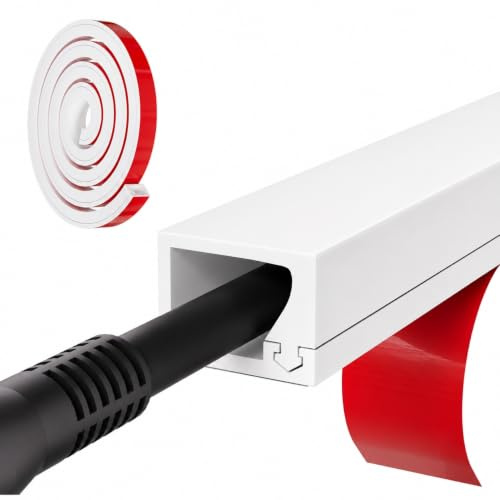 Esufeir Silicone Single Cable Trunking TV Wire Hider for Wall,39inch,White | Mini Cord Cover Raceway with Side Slot, Flexible Small Wire Concealer for One Cable-Cuttable & Bendable, Child & Pet Safe