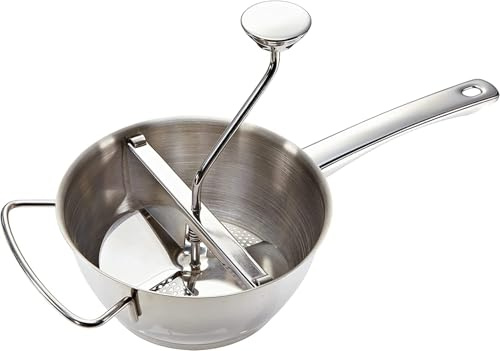 Leifheit Passiermühle Ø 20 cm ProLine-Serie inkl. 3 Einsätzen, aus hochwertigem Edelstahl zum Passieren von Obst, Gemüse, Babynahrung, Suppen, spülmaschinengeeignet, Passiersieb, Kartoffelpresse