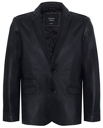 Men's Black Genuine Leather Blazer Soft Real Italian Fitted Vintage Jacket Coat 2XL