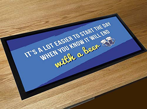 Tapis de comptoir rétro avec citation de bière.