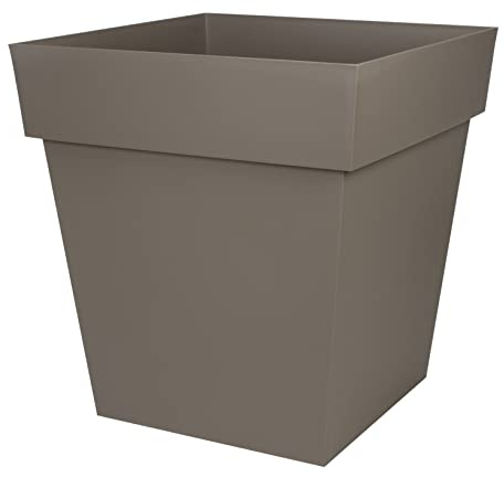 EDA Toscana - Maceta Cuadrada de 50 cm, Volumen 87 L, 49,5 x 49,5 x 52,5 cm, Color marrón
