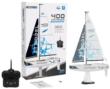 PLAYSTEM Voyager 400 ferngesteuertes RC-Segelboot, windbetrieben, in Blau, 66 cm (26 Zoll) groß, für Seen und Teiche – Segel-Modellboot für Erwachsene und Kinder