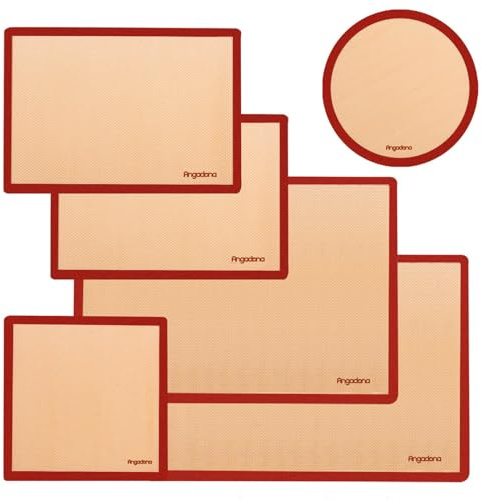 Silicone Baking Mats Set of 6, Food Grade Non-stick Reusable Baking Mat, Silicone Baking Slip Mat Oven Liner Sheet, Round & Square Cake Pan Mat, Pastry Board Rolling Dough Mats for Macaron Cookie