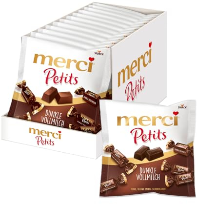merci Petits Dunkle Vollmilch – 12 x 125g – Kleine Pralinen aus Edel-Vollmilchschokolade