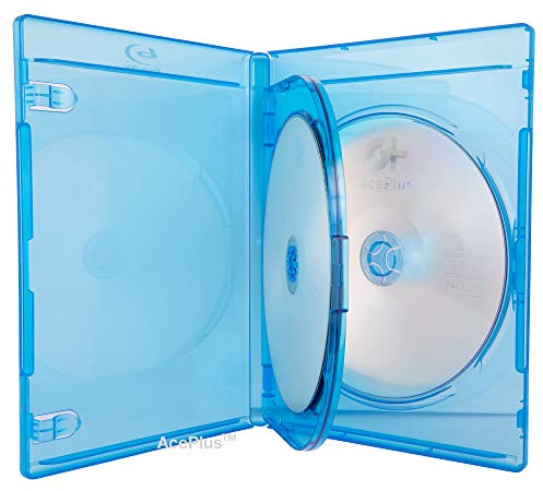 AcePlus Premium Blu-ray Triple 3-Disc Replacement Cases 12mm Thickness with Screen Printed Logo and Wrap Around Clear Plastic Sleeve (1-Pack (Single Case))