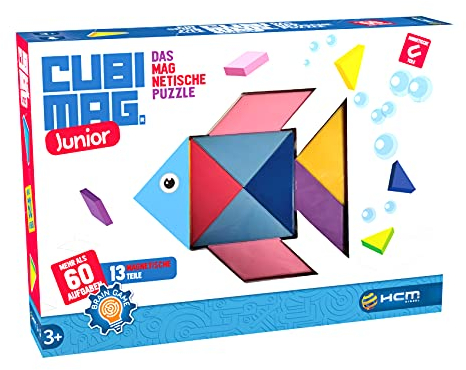 HCM Kinzel - Cubimag Junior - Magnetisches Puzzle mit 13 Teilen - Denkspiel, Logikspiel, Brainteaser - ab 1 Spieler ab 3 Jahren - 55168