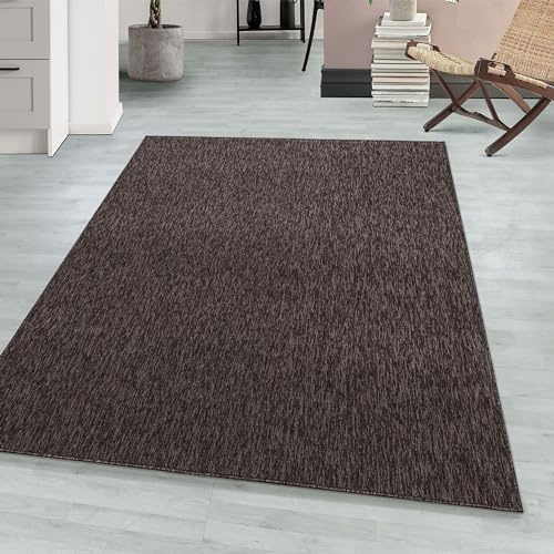 Teppium Moderner Kurzflor Teppich Wohnzimmer 250x350 (240 x 340 cm) Braun - Waschbarer Teppich Meliert, Flauschig, Weich und Einfarbig - für Schlafzimmer, Esszimmer oder Küche