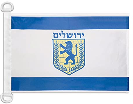 AZ FLAG Bandiera Nautica Gerusalemme 45x30 cm Anelli Plastica | Uso esterno e nautico bandiera nautica israeliana Jerusalem resistente alle intemperie con doppie cuciture e bordi rinforzati