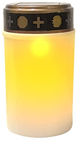 LED Grablicht Solar Kerze Friedhof Rituelle Lichter Grabkerze mit Realistischem Flackereffekt, Draußen Wasserdicht Grablichter - für Gebet Festliche Dekorationen Friedhofsrituale (Weiß,/)