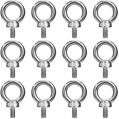 QIMEI-SHOP Ringschraube M6 Augenschraube 304 Edelstahl Augenbolzen Ösenschrauben Ringbolzen M6*11 Augenschrauben für Befestigens und Hängens 12 Stück