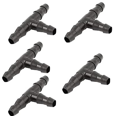A ABSOPRO Fischbecken 3-Wege T-Stück Adapter 5mm Aquarium Luftschlauch Schwarz Satz von 5