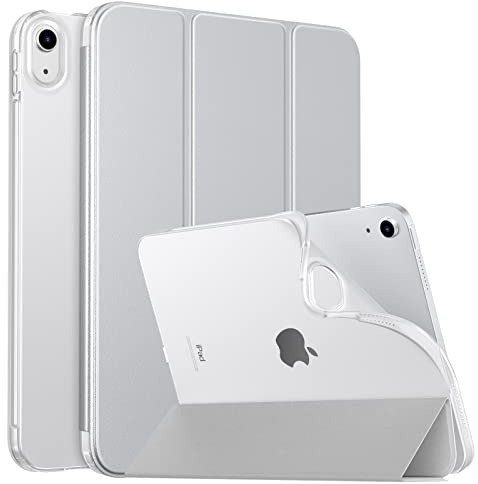 MoKo Coque pour iPad (A16) 11ème/iPad 10ème Gén 2025/2022, Argent | Translucide Coque Folio Intelligente de Protection Légère avec Dos en TPU Souple avec Réveil/Sommeil Auto Support Touch ID