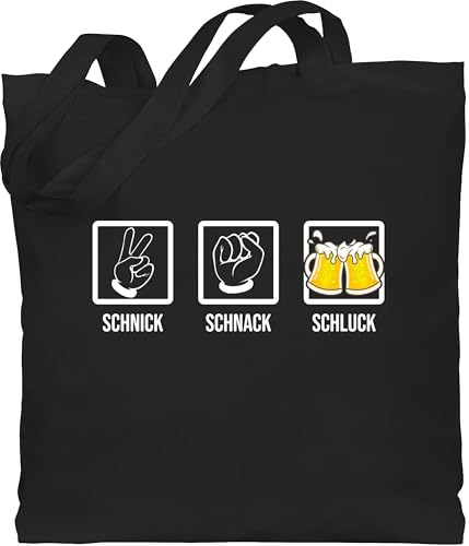 Shirtracer - Baumwolltasche - & Alkohol Damen - Schnick Schnack Schluck I Schere Stein Papier I JGA Trinksprüche Malle I Alkoholliebe I Party I Saufen I Bierliebhaber I Trink Spruch