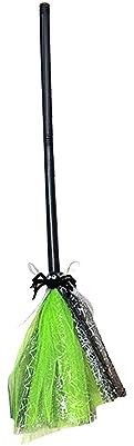 Perfeclan Halloween Witch Broom, Witch Broomstick Party Festival Kids Halloween Broomstick Broom for Club Carnivals Boys Girls Cosplay Dress up, Green