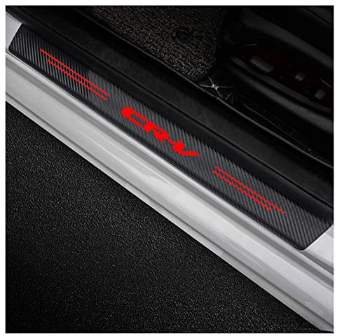 4 Pièces Protection Seuil de Porte de Voiture pour Ho-NDA CR-V Autocollant en Cuir de Fibre de Carbone Plinthes pour Auto,Black