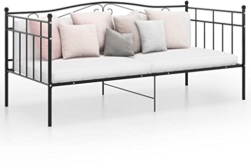 ZQQLVOO Bettgestell Familienbett Palettenbett Schlafsofa Bettgestell Schwarz Metall 90x200 cm Geeignet für Familienzimmer