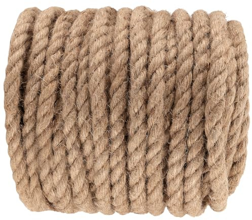 MAHIONG 14mm Jute Rope, 20M/66 Feet Natural Thick Hessian Twine String, Twisted Brown Jute Cord for Crafts, Decor, DIY Projects, Macrame, and Gardening