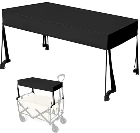 QWORK® Faltbare Markise für Bollerwagen - Sonnensegel und Regenschutz mit Gestänge für Camping und Garten - Leicht, Wasserdicht, Windfest