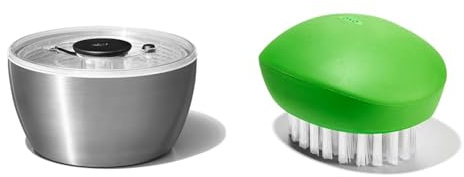 OXO Steel Salad Spinner & Good Grips Vegetable Brush