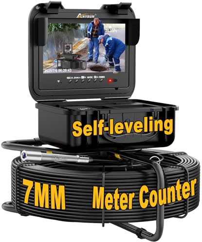 Anysun Endoskopkamera mit Licht, 1080P HD Rohrkamera Mit Selbstnivellierend, Distanzzähler, DVR-Recorder, 9 Zoll IPS Inspektionskamera IP68 wasserdichte Für Klempner, Industriearbeiter, Mechaniker
