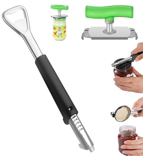 Mooshy Apriscatole per artrite senza sforzo, apribottiglie per anziani, apribottiglie facile da aprire, manico regolabile 2024, apribottiglie in acciaio inox (2