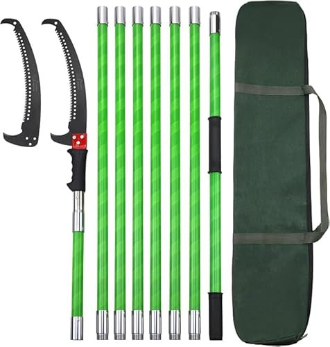 26Ft Pole Pruning Saw for Tree Trimming,Manual Pole Saw Trimmer Extendable,Garden Tools for Palm Oak High Branches,Cuts Clean and Fast