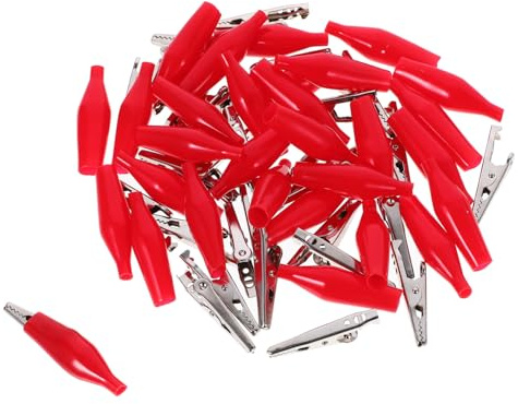 HOMSFOU Pinces Crocodile Électriques Résistantes la Déformation Design Non Endommageant 30 Rouges en Fer et Pvc pour Accessoires Auto et Tests Électriques