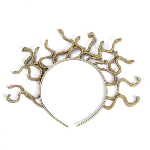Danshinbow Schlange Kopfstück Medusa Kopfband Griechische Göttin Kopfstück Halloween Cosplay Kostüm Maskerade Zubehör für Party (Gold)
