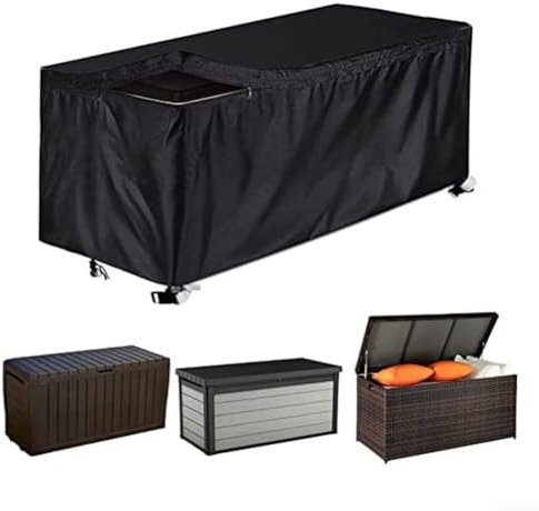 Housse de boîte de rangement de jardin, tissu imperméable 210D pour terrasse, meubles de jardin, housse de rangement de patio (S : 123 x 62 x 55 cm)
