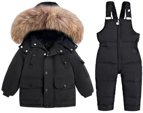 Valcatch Kleinkind Baby Junge Mädchen Outdoor Schneeanzüge für Kinder Ski Parka Mantel und Overalls Latzhose Set Warme Winter Schnee Outwear 1-5Y