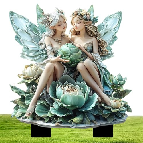 Fée de Jardin - Figurine et Ornement Extérieur | Statue d'Ange Réaliste | Sculpture Artisanale en Résine Antique | Décoration de Table