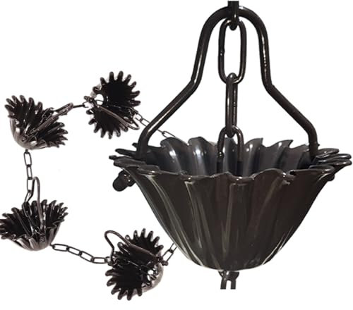DFTDFYXYRain Catcher Chain Outdoor Rain Chains Rain Chains for Gutters Uk Decorative Aluminum Rain Chain with Hooks And Fixings for Window Garden Decorations,Patios,Gardens,Systems(Brown),2.4m(7.8ft)