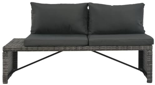HETFTJN Küchensofa Lounge Sofa Outdoor Garden Sofas Mini Lounge - 3-TLG. Garten-Lounge-Set mit Polstern Poly Rattan Grau für Garten Balkon Speisesaal Schwimmbad
