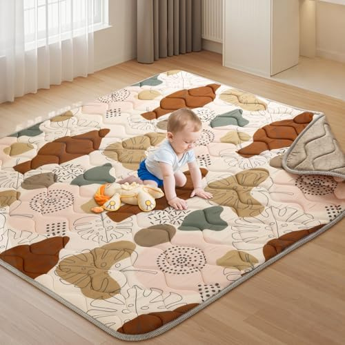 Tuocal Baby Play Mat, 127x127cm Baby Mats for Floor Play Portable Foldable Playpen Thicken Soft Padding Mat Non Slip Baby Crawling Mats Machine Washable Crawling Mat for Babies and Toddlers Infants
