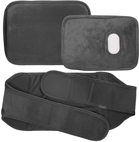 infactory Heizkissen: Elektrische Samt-Wärmflasche, Hülle & Gürtel, 45/55/65 °C, 26x18x4 cm (Wärmflasche mit Netzteil, Wärmeflasche Nacken, Elektrischer)