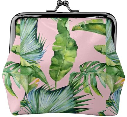 Portefeuille minimaliste léger avec feuilles de bananier fraîches pour les voyages quotidiens et les aventures de voyage, noir, taille unique, Art Déco, Noir , Talla única, Art déco