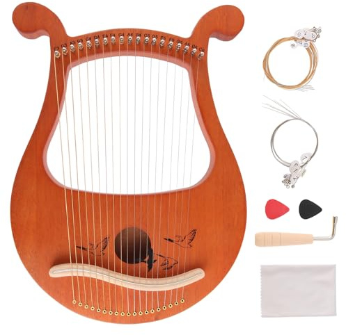 Sirxlevcy Harfe, 19 Saiten Griechische Violine, 19 Saiten Einzigartige Muster Geschnitzte Phonetische Symbole, für Musik Liebhaber AnfäNger, Usw