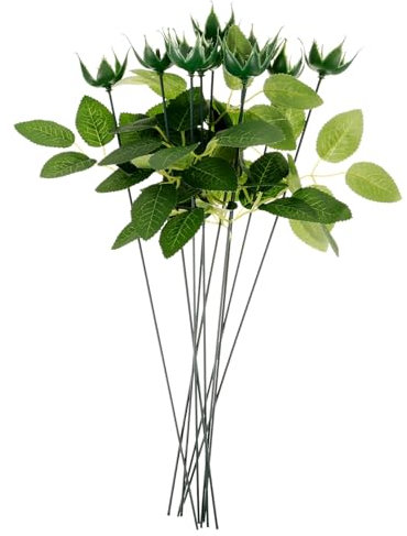 Operitacx Tiges de Fleurs Artificielles en Plastique Vert Feuilles Ensemble de 40 Accessoires Floraux Solide et Décoratifs pour Décoration DIY pour Créations Artisanales