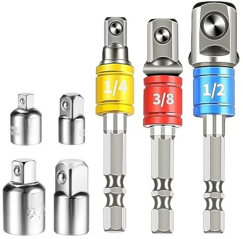 NIYATA Adaptateur 3/8 1/2 1/4, Adaptateur Cliquet,3 Socket Extension Adaptateur,4 Adaptateurs Réducteurs,1/2 Hexagonal Pour Clé À Douille,Écrou