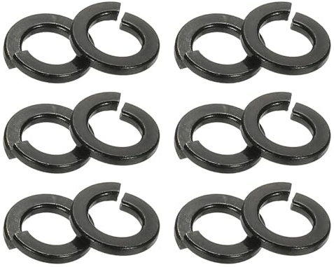 PATIKIL Arandelas de Seguridad #10, 124pcs Arandelas Divididas 304 Acero Inoxidable Arandela de Bloqueo Zincado Negro para Tornillos Pernos Tuercas, #10 x 8mm x 1.5mm