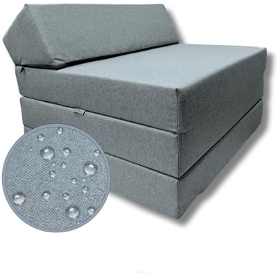 FORTISLINE Campingmatratze 200x70x10 cm mit Kopfteil - Faltbare Klappmatratze für Wohnwagen, Wohnmobil und Caravan, 3-teilig, wasserabweisend, Reisematratze, Gästematratze, Oeko-TEX