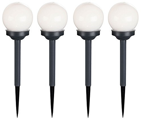GLOBO 4er Set LED Solar Kugel Steck Leuchten Außen Beleuchtung Balkon Garten Deko Erdspieß Lampen weiß