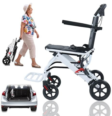 ohfruit Folding Wheelchair for Adults, 18lbs Ultra Lightweight Transport Wheelchairs with Hand Brakes for Senior, Light Weight Wheel Chairs for Travel with Adjustable Safety Strap (up to 200lbs) A