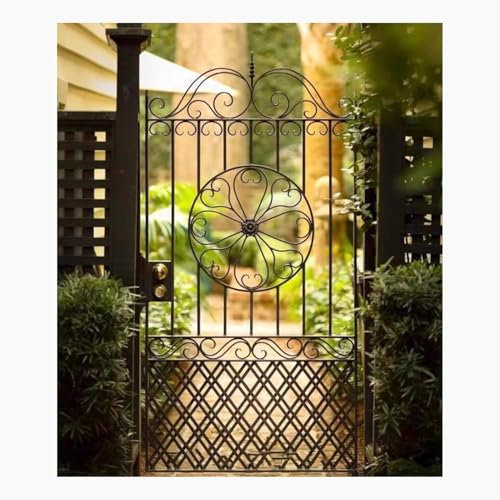 XILYZMO Blumenmuster Metall Außentore Gewölbte Oberseite Garten- Zauntor Mit Diebstahlsicherung Sichtschutz- Zauntor Bausatz Einfahrtstor Für Wohn- Garten(120x160cn)